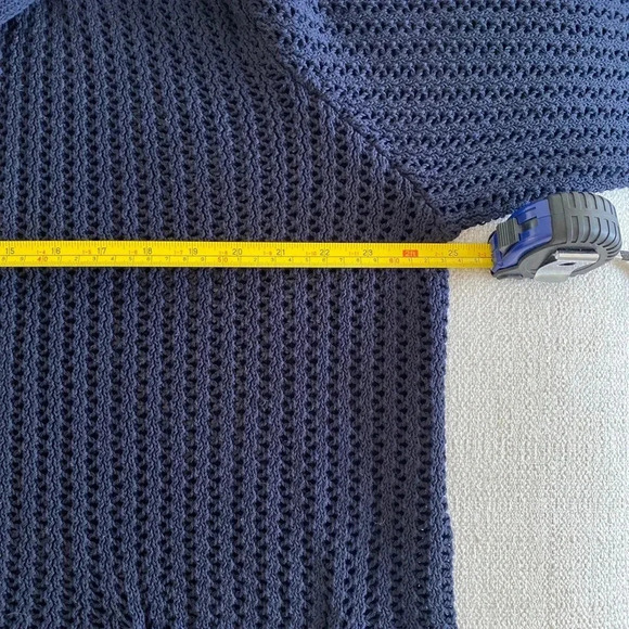 Les Copains Women Classic Loose Knit Cotton Cardigan Navy XL Italy Preppy Staple - Picture 3 of 13